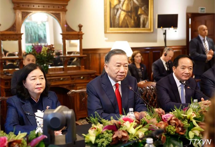 Tổng Bí thư, Chủ tịch nước Tô Lâm phát biểu tại cuộc hội đàm chính thức với Thủ tướng New Zealand Christopher Luxon. (Ảnh: Thống Nhất/TTXVN)