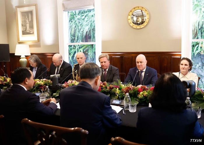Tổng Bí thư, Chủ tịch nước Tô Lâm hội đàm chính thức với Thủ tướng New Zealand Christopher Luxon. (Ảnh: Thống Nhất/TTXVN)