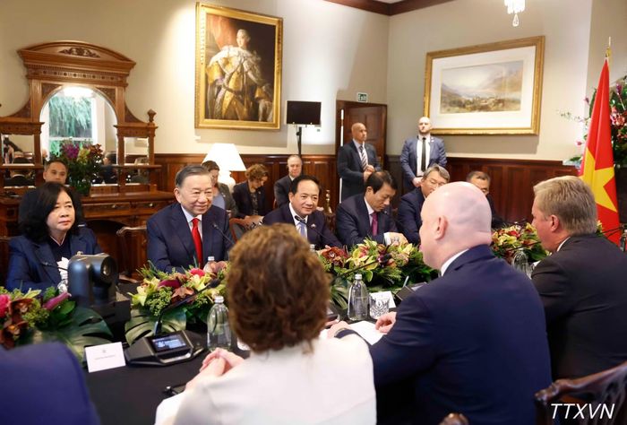 Tổng Bí thư, Chủ tịch nước Tô Lâm hội đàm﻿ chính thức với Thủ tướng New Zealand Christopher Luxon. (Ảnh: Thống Nhất/TTXVN)