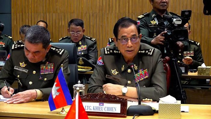 Đại tướng Khieu Chhen, Quốc vụ khanh Bộ Quốc phòng Campuchia. (Ảnh: KIỀU TRINH)