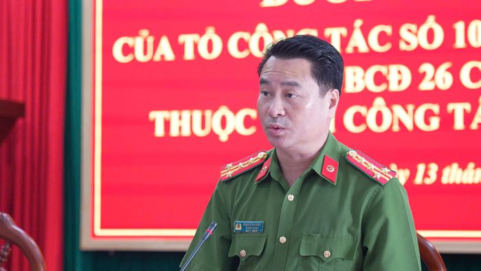  Đại tá Phạm Đình Ngọc phát biểu tại buổi làm việc 