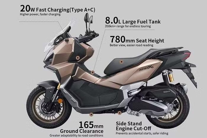 Được sản xuất dưới liên doanh Sundiro - Honda, NS150XC 2026 dù là mẫu xe tay ga phân khối nhỏ nhưng sở hữu nhiều công nghệ độc đáo mà ngay cả nhiều mẫu adventure cao cấp trên 1.000cc hiện tại cũng vắng bóng.