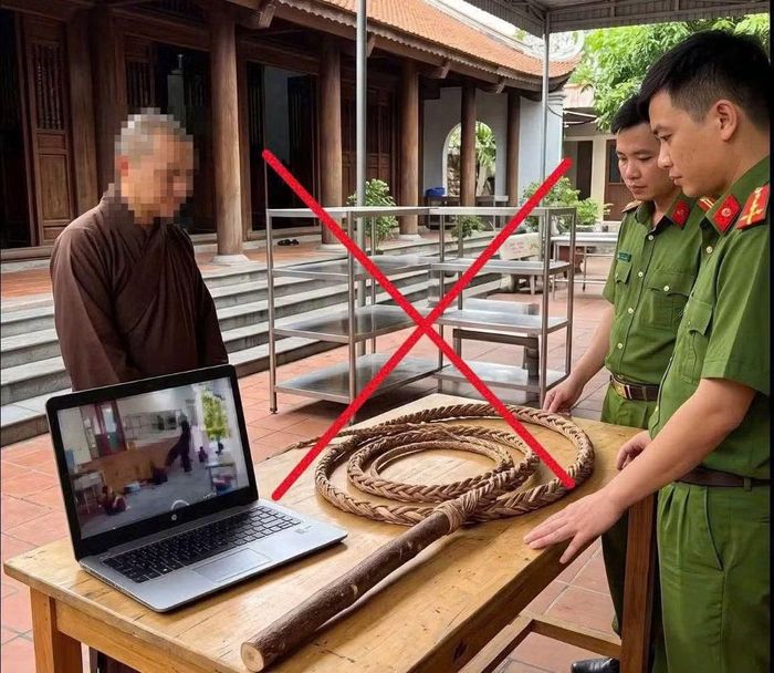 Hình ảnh do AI tạo ra về vụ 5 chú tiểu bị đánh ở chùa Bầu.