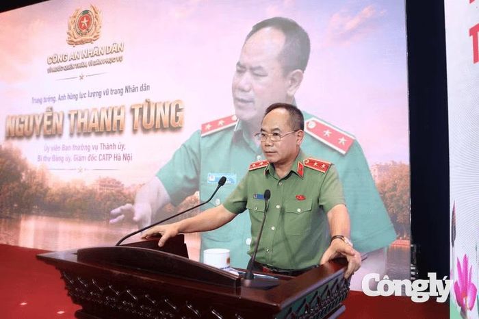 Trung tướng Nguyễn Thanh Tùng - Giám đốc Công an TP. Hà Nội phát biểu tại buổi lễ.