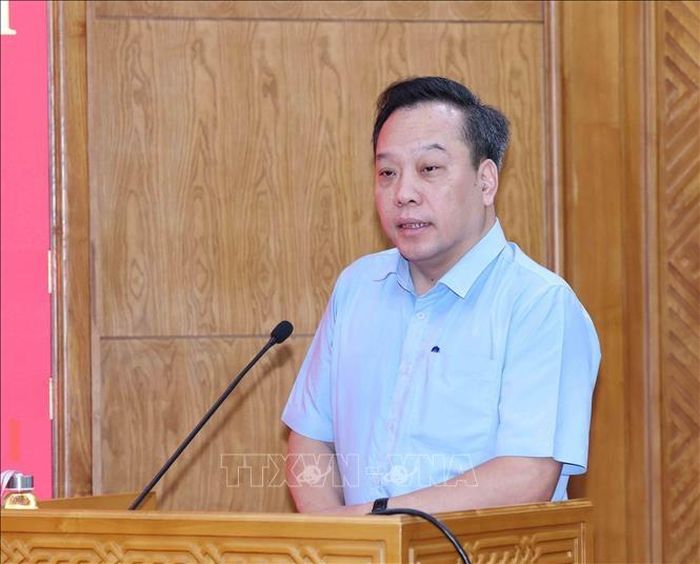  Đồng chí Đỗ Việt Hà, Phó Bí thư Đảng uỷ các cơ quan Đảng Trung ương quán triệt, triển khai chương trình, kế hoạch thực hiện Nghị quyết số 19-NQ/TW và Nghị quyết số 20-NQ/TW. (Ảnh: TTXVN)