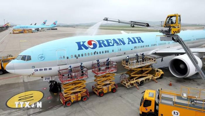Máy bay của Hãng hàng không Korean Air (Hàn Quốc) tại sân bay quốc tế Incheon. (Nguồn: Yonhap/TTXVN)