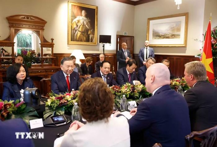 Tổng Bí thư, Chủ tịch nước Tô Lâm hội đàm chính thức với Thủ tướng New Zealand Christopher Luxon. (Ảnh: Thống Nhất/TTXVN)