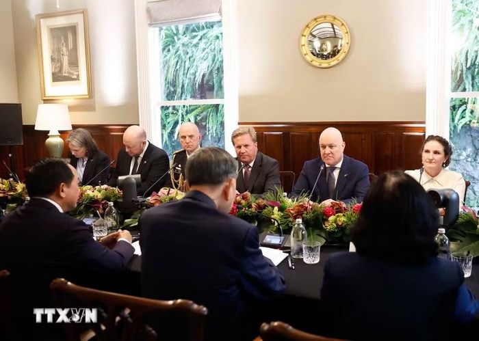 Tổng Bí thư, Chủ tịch nước Tô Lâm hội đàm chính thức với Thủ tướng New Zealand Christopher Luxon. (Ảnh: Thống Nhất/TTXVN)
