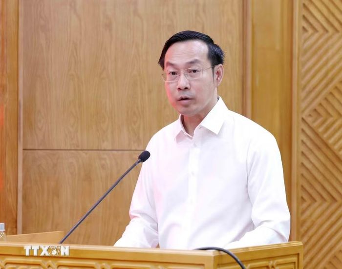 Đồng chí Nguyễn Thanh Nhàn, Phó Bí thư Đảng ủy các cơ quan Đảng Trung ương quán triệt, triển khai chương trình, kế hoạch thực hiện Nghị quyết số 18-NQ/TW. (Ảnh: Phương Hoa/TTXVN)