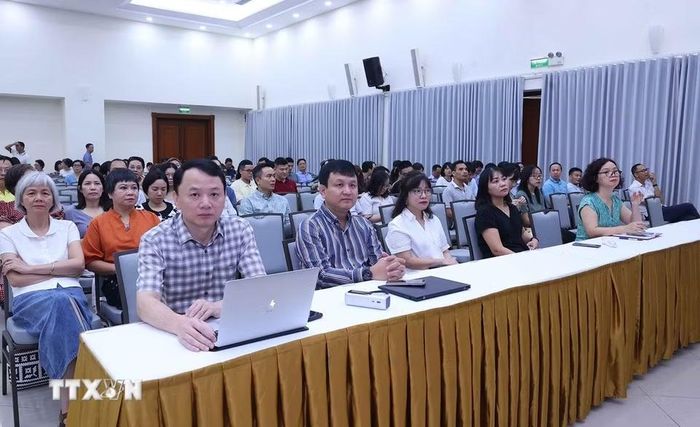 Đảng viên thuộc Đảng bộ Thông tấn xã Việt Nam tham dự Hội nghị trực tuyến tại điểm cầu trụ sở Thông tấn quốc gia (số 5 Lý Thường Kiệt, Hà Nội). (Ảnh: Văn Điệp/TTXVN)