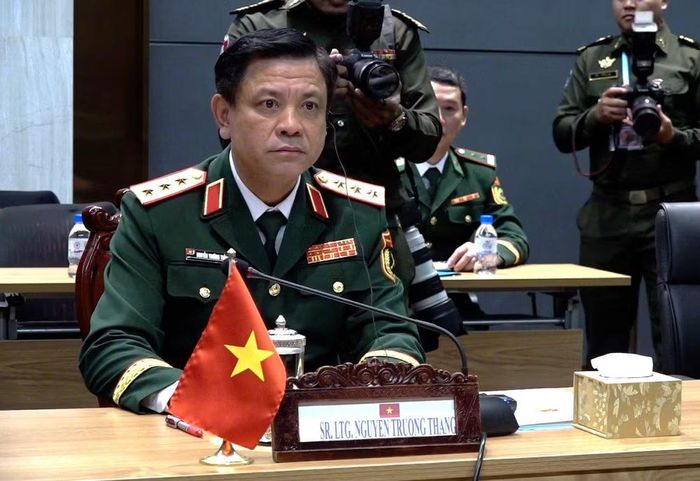Thượng tướng Nguyễn Trường Thắng - Thứ trưởng Bộ Quốc phòng Việt Nam tại Đối thoại Quốc phòng Việt Nam-Campuchia lần thứ 9. (Ảnh: BQP)