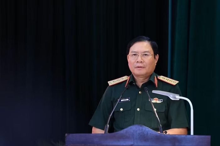 Đại tướng Nguyễn Tân Cương, Tổng tham mưu trưởng Quân đội nhân dân Việt Nam, Thứ trưởng Bộ Quốc phòng phát biểu. (Ảnh: Tuấn Anh/TTXVN)