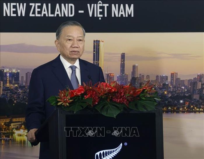 Tổng Bí thư, Chủ tịch nước Tô Lâm phát biểu tại Hội nghị bàn tròn doanh nghiệp New Zealand – Việt Nam. Ảnh: Thống Nhất/TTXVN