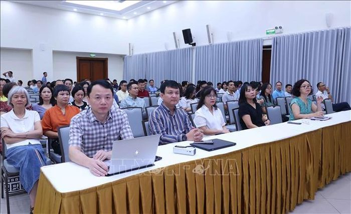 Đảng viên thuộc Đảng bộ Thông tấn xã Việt Nam tham dự Hội nghị trực tuyến tại điểm cầu trụ sở Thông tấn quốc gia (số 5 Lý Thường Kiệt, Hà Nội). Ảnh: Văn Điệp/TTXVN