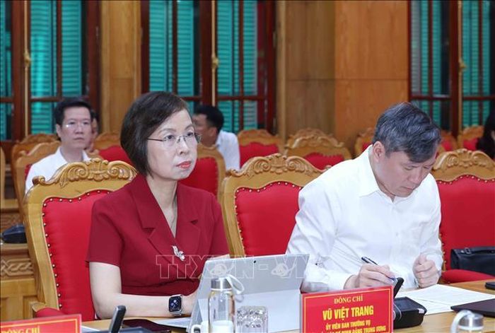 Đồng chí Vũ Việt Trang, Uỷ viên Ban Thường vụ Đảng uỷ các cơ quan Đảng Trung ương, Bí thư Đảng uỷ, Tổng Giám đốc Thông tấn xã Việt Nam, Phó trưởng Ban Tuyên giáo Trung ương dự hội nghị. Ảnh: Phương Hoa/TTXVN