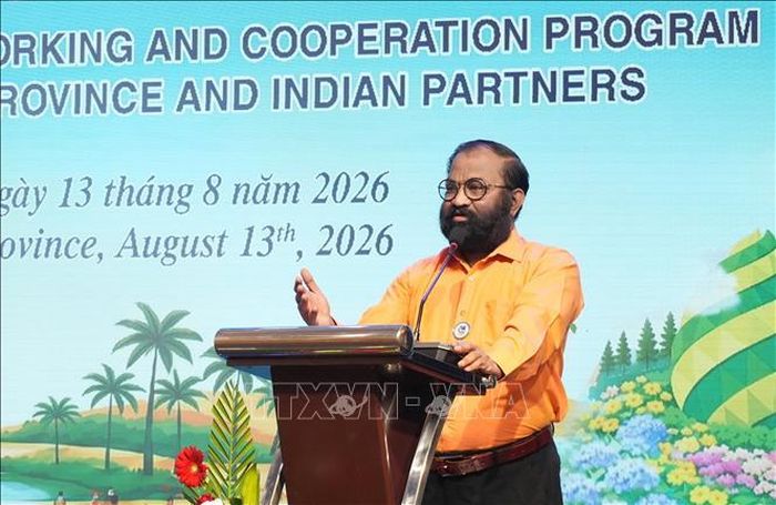 Ông Ranga Reddy Kukunuru, Chủ tịch Hiệp hội các Công ty lữ hành Ấn Độ đóng góp ý kiến cho sự hợp tác phát triển du lịch giữa Lâm Đồng và Ấn Độ trong thời gian tới.