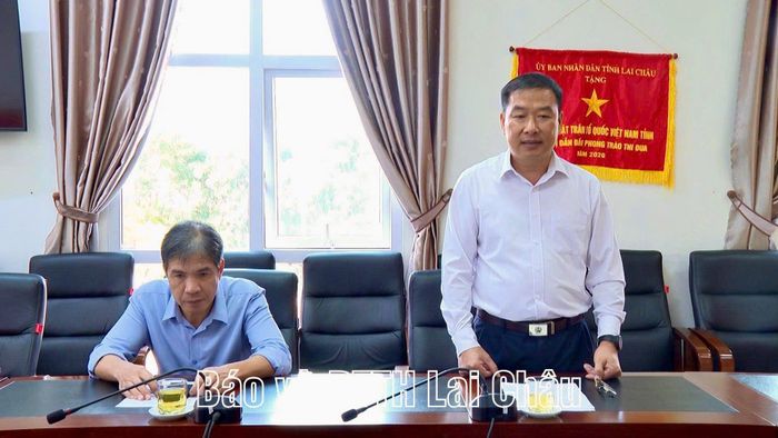 Đồng chí Tống Thanh Bình - Ủy viên Ban Thường vụ Tỉnh ủy, Phó Chủ tịch Thường trực Ủy ban MTTQ Việt Nam tỉnh phát biểu tại buổi trao hỗ trợ.