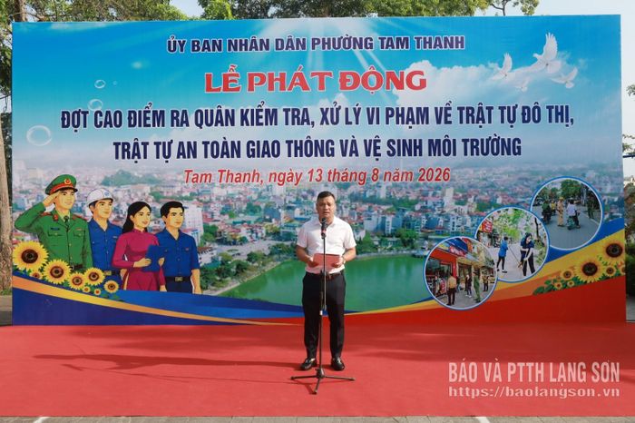 Lãnh đạo UBND phường Tam Thanh phát biểu tại lễ phát động