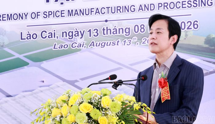 Ông Kenji Taniguchi - Tổng Giám đốc Công ty TNHH Hương gia vị Sơn Hà phát biểu tại buổi lễ.