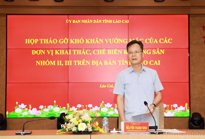 Phó Chủ tịch UBND tỉnh Nguyễn Thành Sinh phát biểu kết luận cuộc họp.