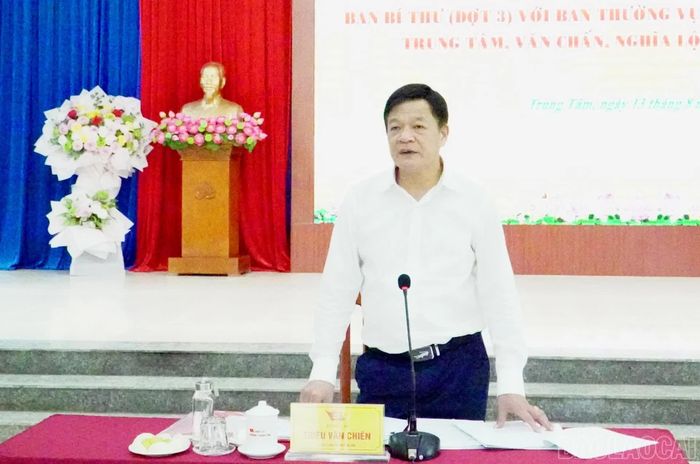 Đồng chí Triệu Văn Chiến - Ủy viên Ủy ban Kiểm tra Trung ương, Phó Trưởng đoàn Kiểm tra, giám sát số 239 phát biểu tại buổi làm việc.