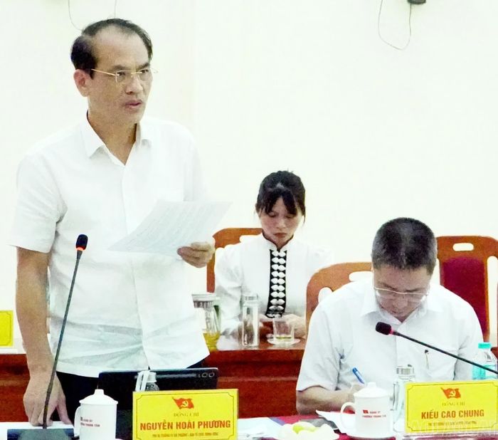 Đại diện Ban Tổ chức Trung ương phát biểu tại buổi làm việc.