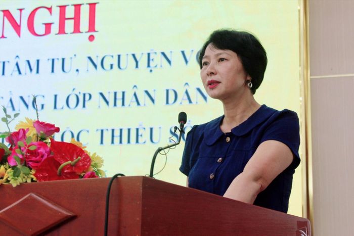 Đồng chí Phạm Thị Phúc, Phó Bí thư Tỉnh ủy, Chủ tịch Ủy ban MTTQ Việt Nam tỉnh phát biểu tiếp thu ý kiến của đại biểu