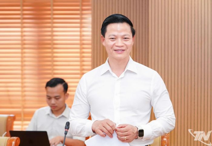Đồng chí Chủ tịch UBND tỉnh Thái Nguyên Vương Quốc Tuấn phát biểu.