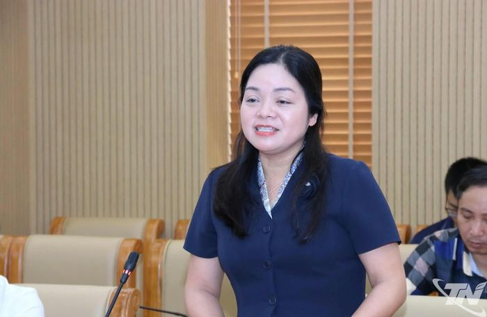 Đồng chí Phó Chủ tịch UBND tỉnh Thái Nguyên Nguyễn Thị Loan phát biểu tại buổi làm việc.