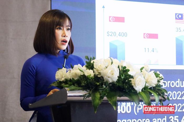 Ths. Nguyễn Ngọc Tâm, Bí thư Đoàn Thanh niên Bộ Công Thương, Phó Chánh Văn phòng Cục Quản lý và Phát triển thị trường trong nước trình bày tham luận “Ứng dụng AI và các công nghệ mới để nâng cao năng suất lao động trong ngành Công Thương”
