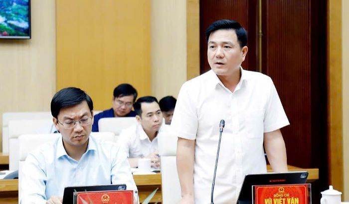 Phó chủ tịch UBND tỉnh Vũ Việt Văn phát biểu tại hội nghị.