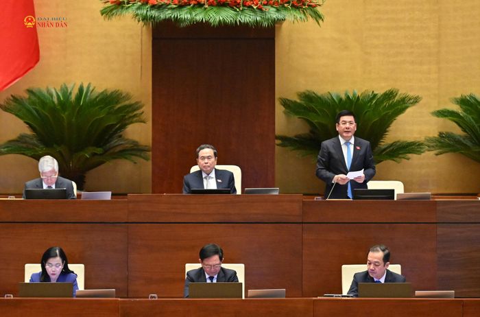 Phó Chủ tịch Quốc hội Nguyễn Hồng Diên điều hành phiên thảo luận về dự án Luật sửa đổi, bổ sung một số điều của Luật Tần số vô tuyến điện, Luật Viễn thông, Luật Giao dịch điện tử và Luật Chuyển giao công nghệ, sáng 13/8. Ảnh: Quang Khánh
