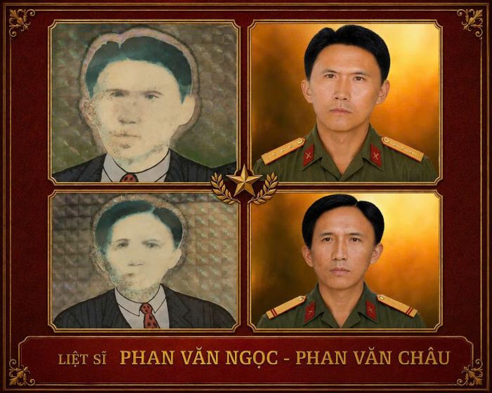 Hai di ảnh được phục dựng của Liệt sĩ Phan Văn Ngọc và Liệt sĩ Phan Văn Châu.