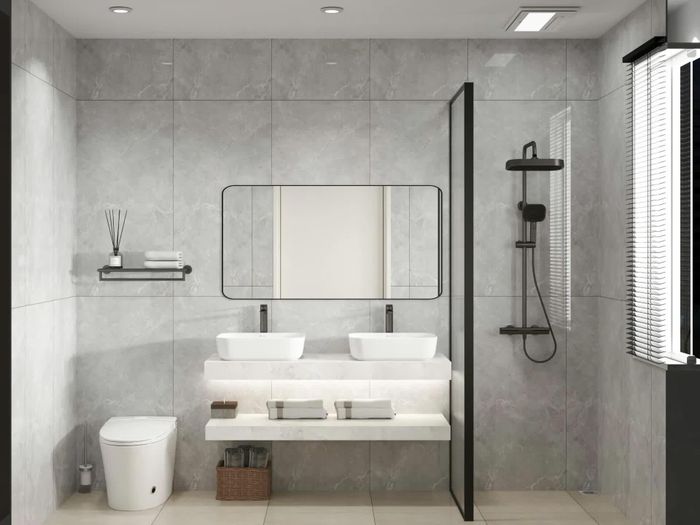 Nếu chưa thể tách hoàn toàn hai phòng, một vách ngăn chống nước cũng là giải pháp đáng cân nhắc