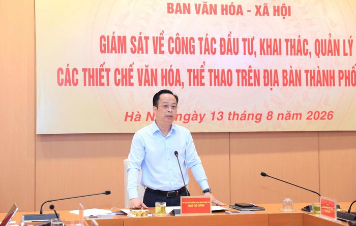 Phó Chủ tịch Thường trực HĐND thành phố Hà Nội Trần Thế Cương phát biểu kết luận buổi giám sát. Ảnh: MH