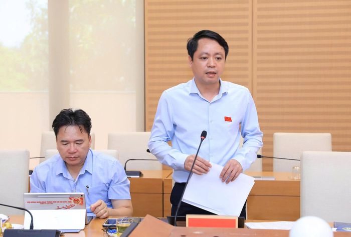 Thành viên Đoàn giám sát phát biểu tại buổi làm việc. Ảnh: MH