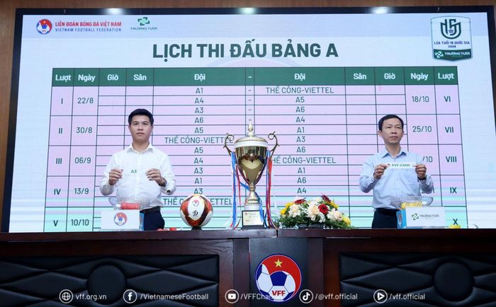 Giải bóng đá Vô địch lứa tuổi 16 quốc gia 2026 có 10 đội bóng tham gia, được chia làm 2 bảng đấu. Ảnh: VFF