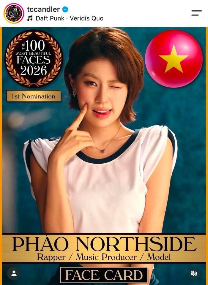 Pháo đón tin vui khi lọt đề cử Top 100 gương mặt đẹp nhất thế giới 2026 của chuyên trang TC Candler đến từ Mỹ. Theo phần giới thiệu của chuyên trang này, Pháo hoạt động trong làng giải trí Việt Nam với vai trò rapper, nhà sản xuất âm nhạc và người mẫu.