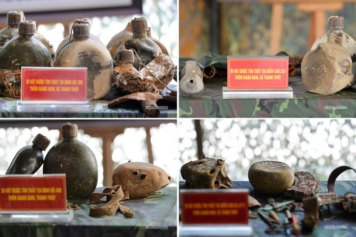 Bi đông, vật dụng cá nhân được tìm thấy tại nhiều điểm cao từng diễn ra chiến sự. Ảnh: T.Anh