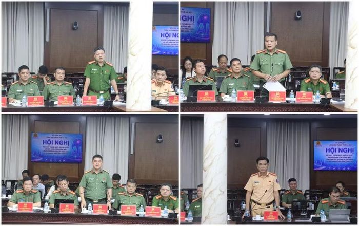 Đại diện các phòng chức năng CATP phát biểu tại hội nghị