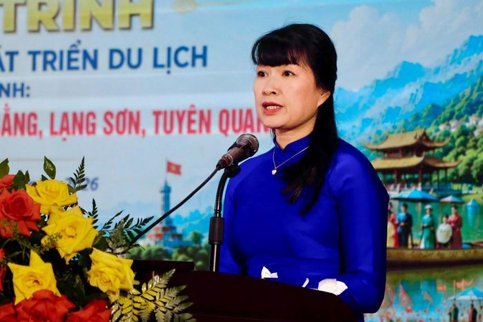 Bà Hà Thị Bích Hồng - Giám đốc Sở VHTTDL tỉnh Thái Nguyên phát biểu khai mạc