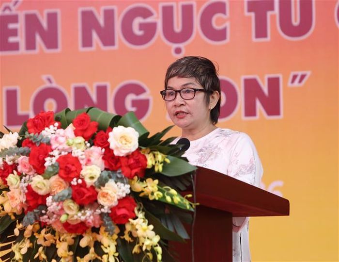 Phó Giám đốc Bảo tàng Bắc Ninh số 1 Nguyễn Thị Thanh Huyền phát biểu. Ảnh: Danh Lam - TTXVN