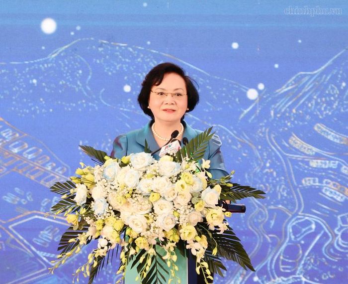 Phó Thủ tướng Phạm Thị Thanh Trà phát biểu tại Lễ khởi công - Ảnh: chinhphu.vn/Thu Giang