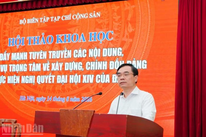 Đồng chí Dương Trung Ý phát biểu kết luận tại hội thảo. (Ảnh: HẢI ĐĂNG)