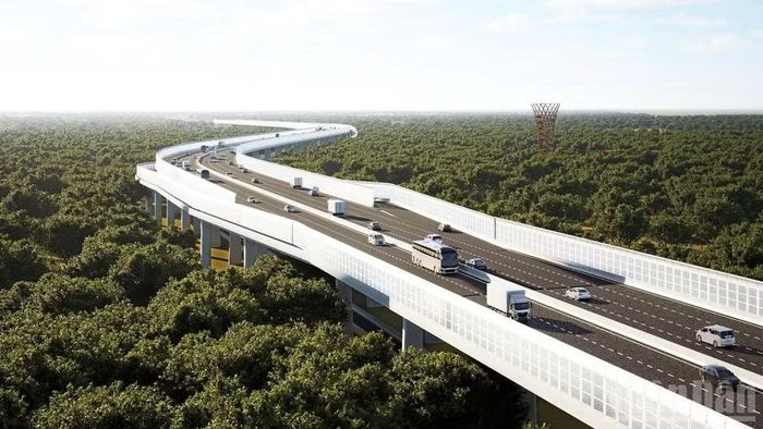 Phối cảnh tuyến đường 8 làn xe trên cao xuyên rừng Mã Đà.