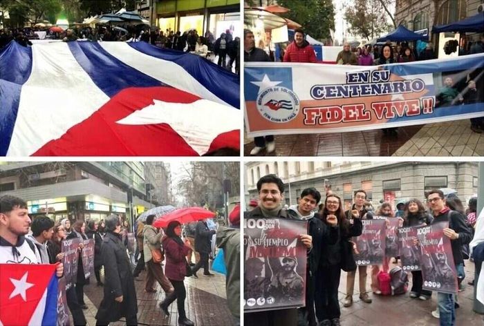  Tuần hành kỷ niệm 100 năm Ngày sinh Lãnh tụ Fidel Castro tại Chile. Ảnh: PRENSA LATINA 