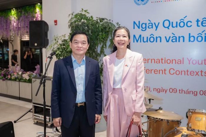 KTS Lê Viết Hải và bà Pauline Tamesis - Điều phối viên Thường trú Liên Hợp Quốc tại Việt Nam tại sự kiện Ngày Quốc tế Thanh niên 2026.