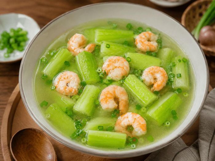 Canh bí xanh nấu tôm. Ảnh minh họa AI