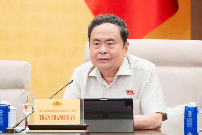 Chủ tịch Quốc hội Trần Thanh Mẫn phát biểu tại phiên họp. Ảnh: QH
