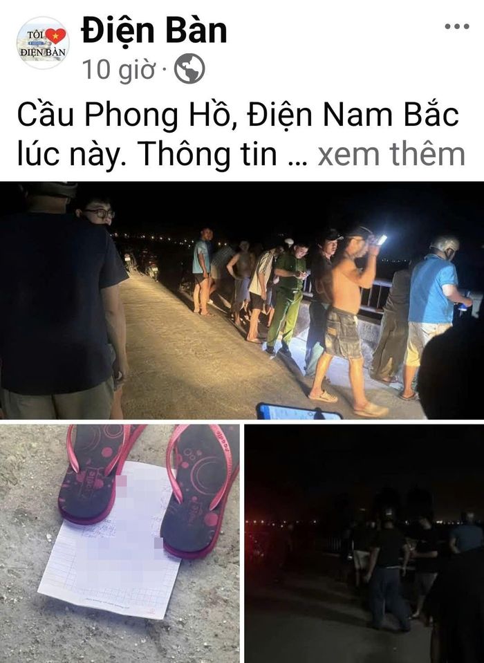 Thông tin về vụ người phụ nữ để lại dép và mảnh giấy “nhờ vớt xác 2 mẹ con” được chia sẻ trên mạng xã hội. Ảnh chụp màn hình